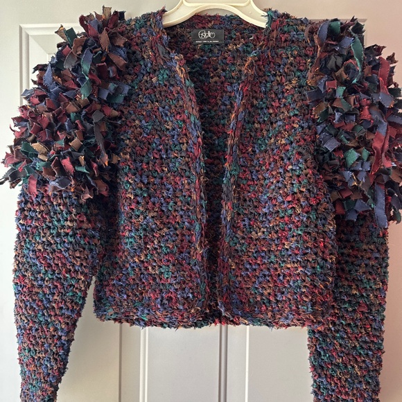 Beautiful Rockabilly Vintage Hand Woven Cropped Sweater Jacket Rockabilly - Picture 2 of 13